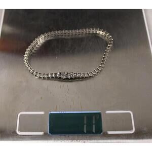 Sterling Silver 925 Bracelet W/ Clear Rhinestones 11g 7.75" Around Made In Korea